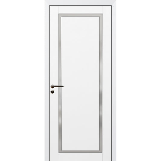 Ușă de interior ASTRID White silk mat,cu sticlă mată