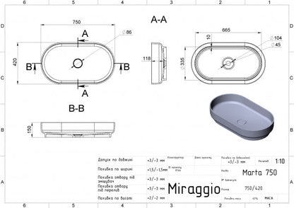 Lavoar pe blat Marta 750, Miraggio