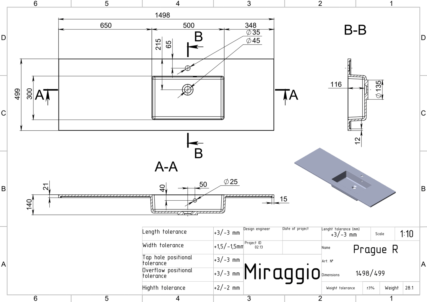 Lavoar pe blat Prague 1500 R, Miraggio