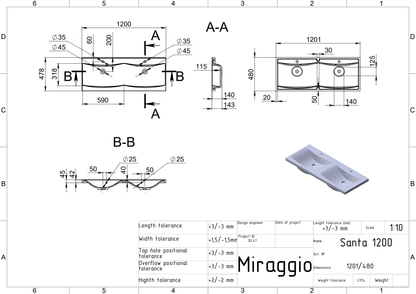 Lavoar pe blat Santa 1200, Miraggio