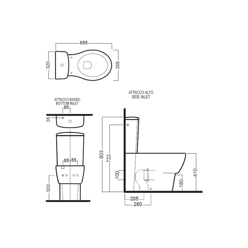 Vas WC stativ 35.6x65.5cm Nido, Hatria