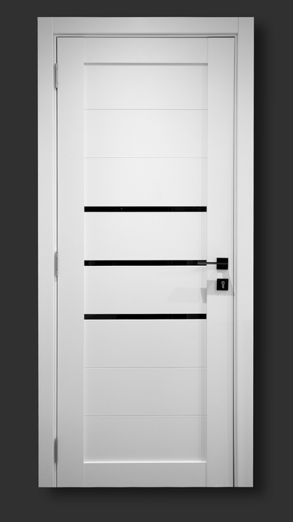 Ușă de interior DECO 06 White silk mat,cu sticlă neagră