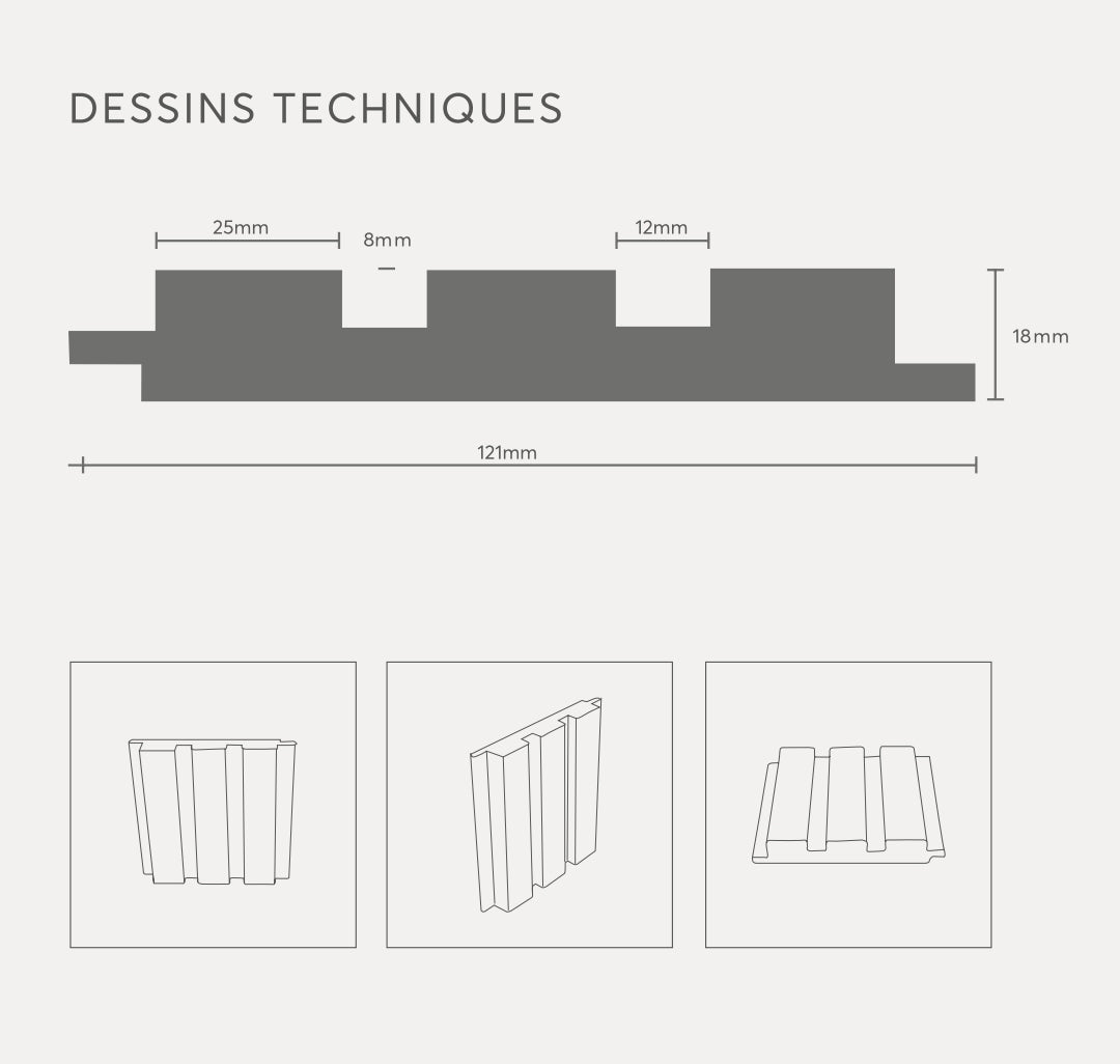 Panou Riflaj Decorativ Mdf, Nuc