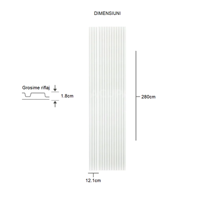 Panou Riflaj Decorativ Mdf, Alb