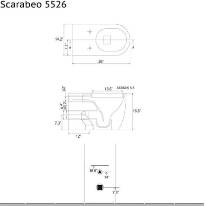 Vas WC stativ cu capac și rezervor 66x36cm 5526CL Moon, Scarabeo