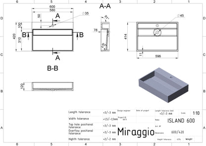 Lavoar pe blat Island 600, Miraggio