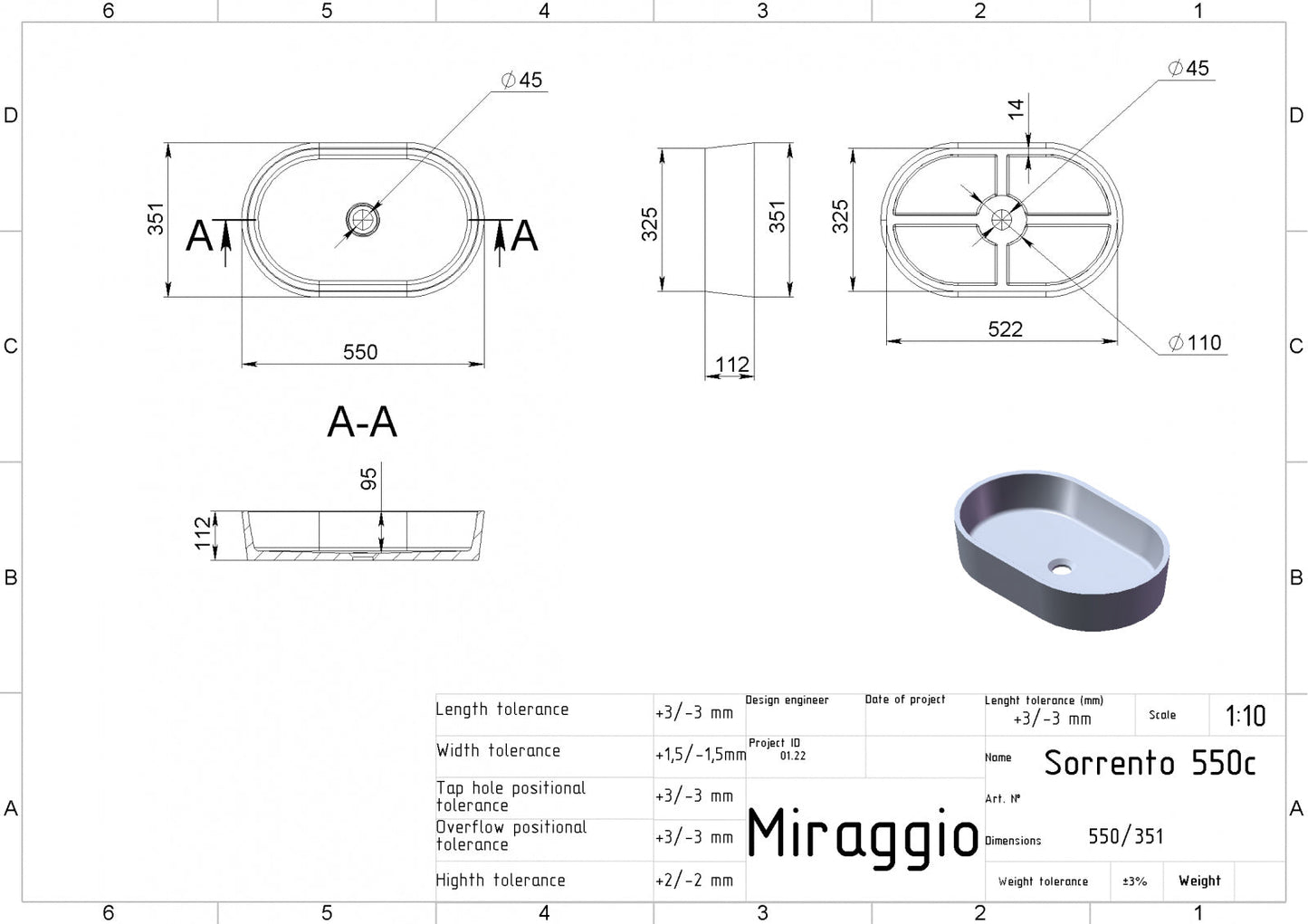 Lavoar SORRENTO RAL 1019 Mat